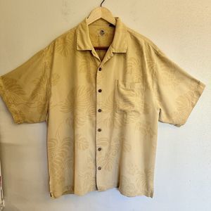 100% Silk Hawaiian Shirt Eagle Dry Goods Signature Series L Short Sleeve‎ Button